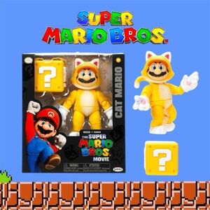 Nintendo Super Mario Bros Movie 5in Action Figure: Cat Mario with Cube